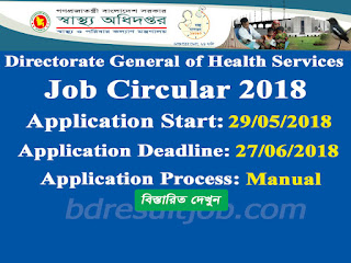 DGHS - Directorate General of Health Services Job Circular 2018