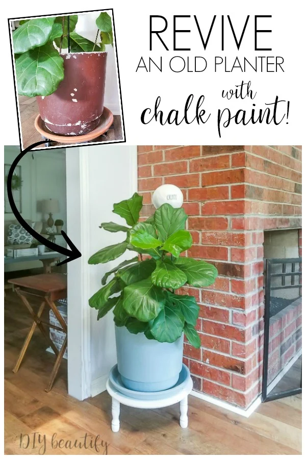 flower pot planter makeover using chalky paint