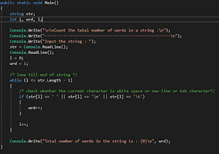 C# program to Count number of words in a string - one91