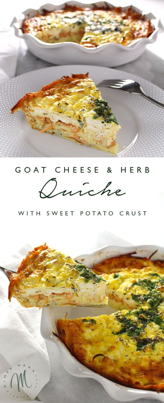 goat cheese & herb quiche with sweet potato crust secretdelicious