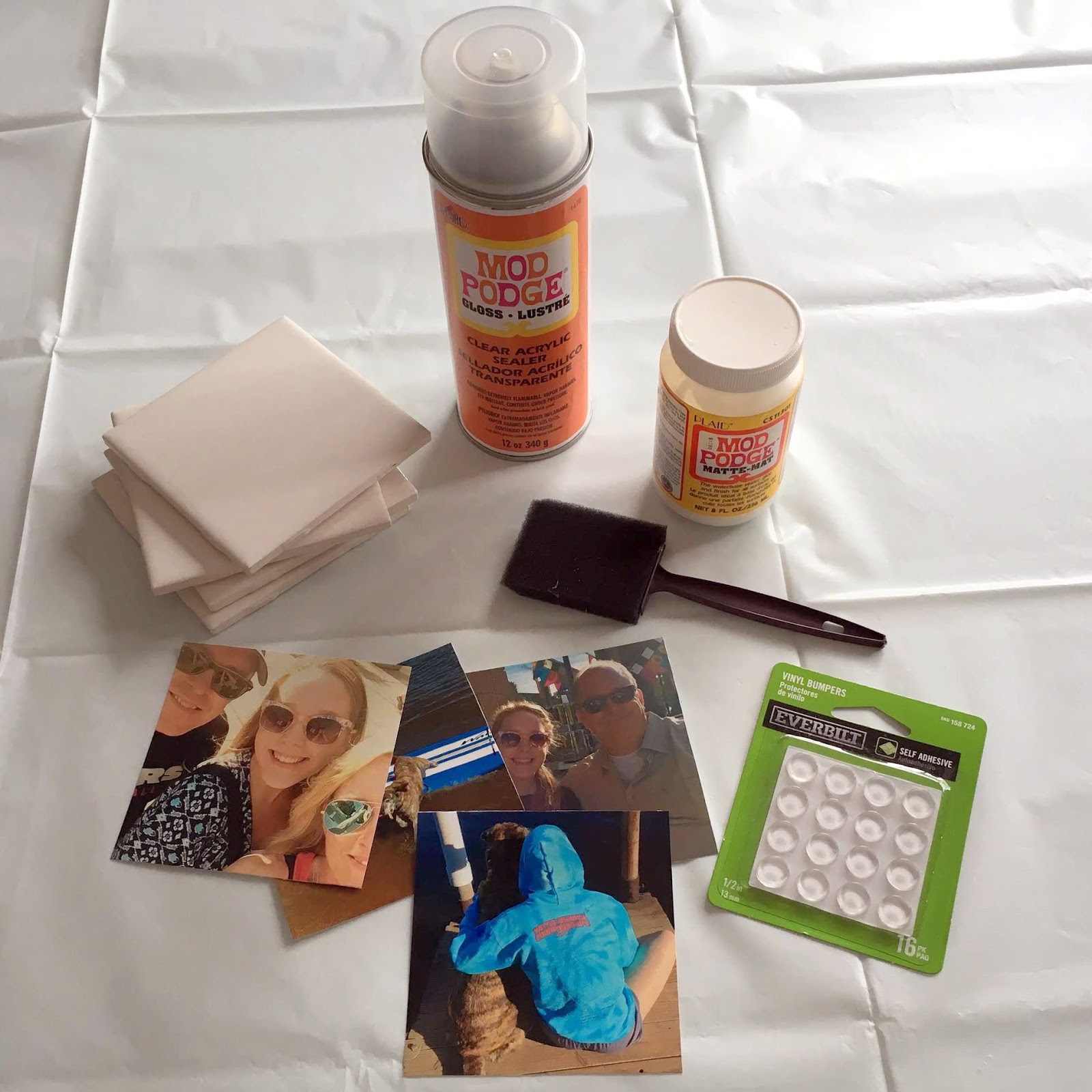 Supplies to make personalized photo coasters