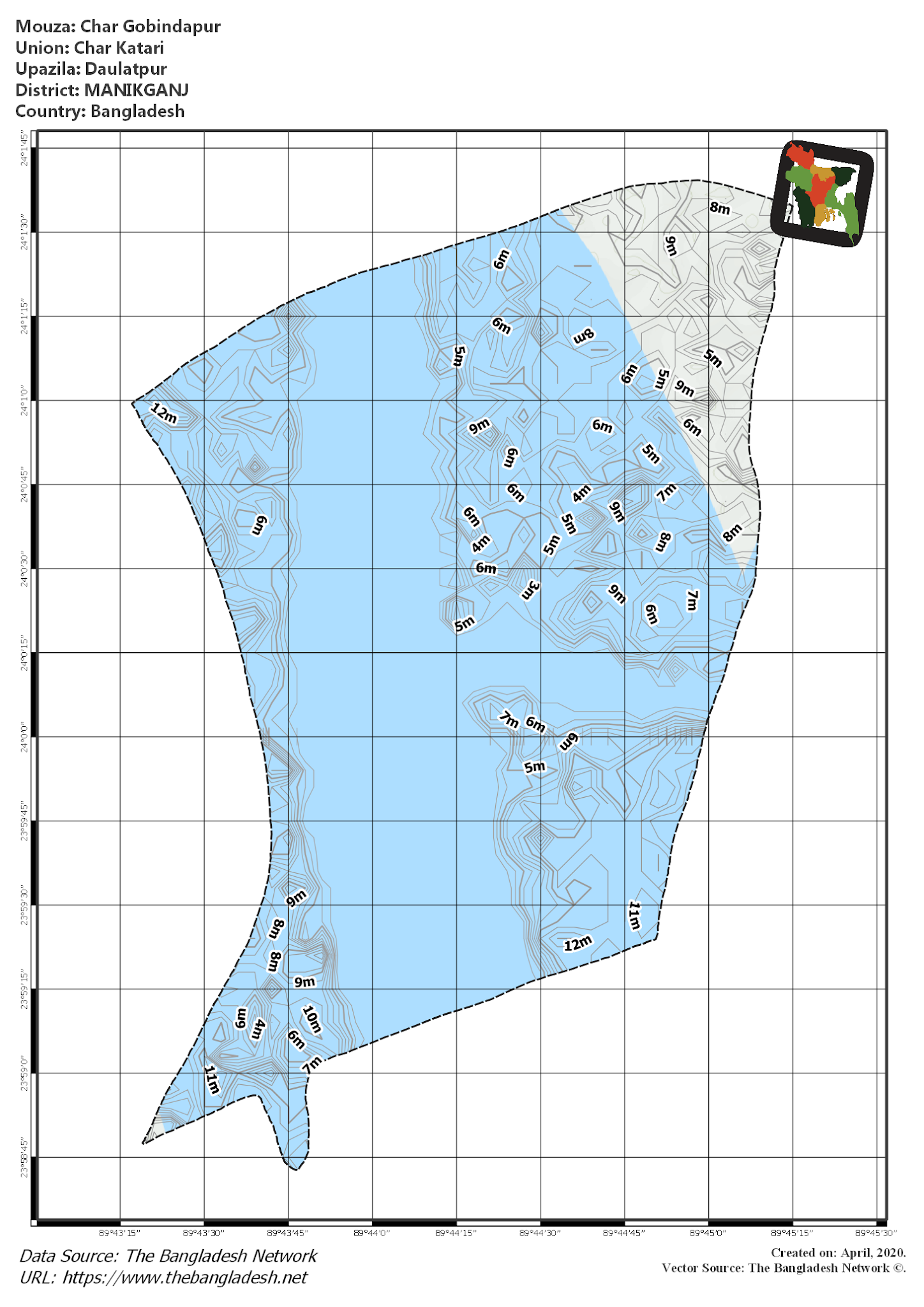 Map of Char Gobindapur Mouza of Daulatpur Upazila, MANIKGANJ, Bangladesh.