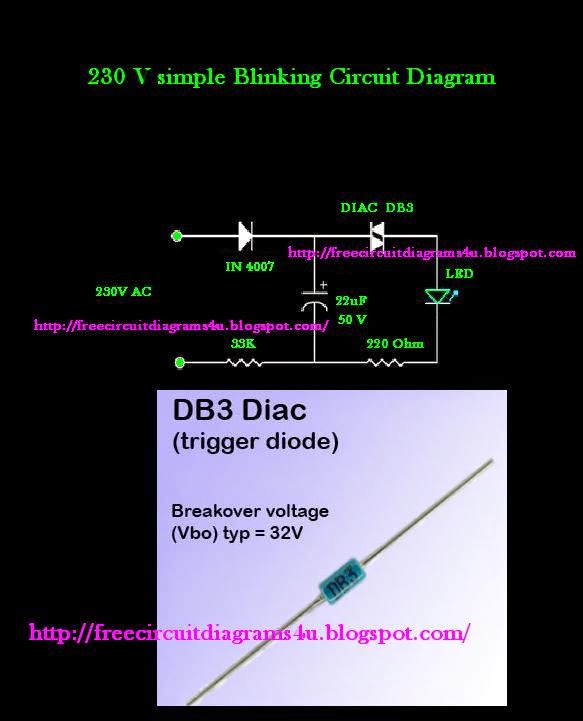 FREE CIRCUIT DIAGRAMS 4U 230 V Simple Blinking Circuit Diagram
