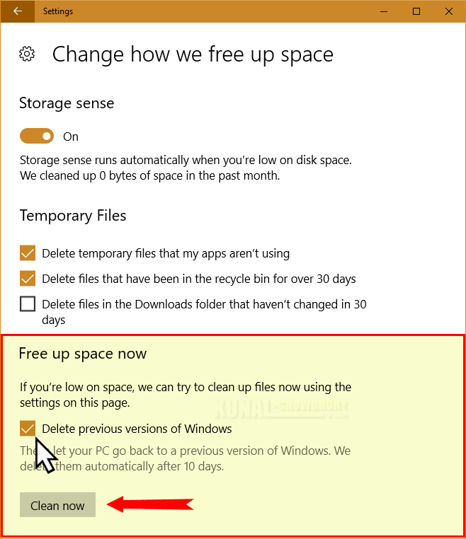 Free up space by deleting old version of Windows 10 (www.kunal-chowdhury.com)