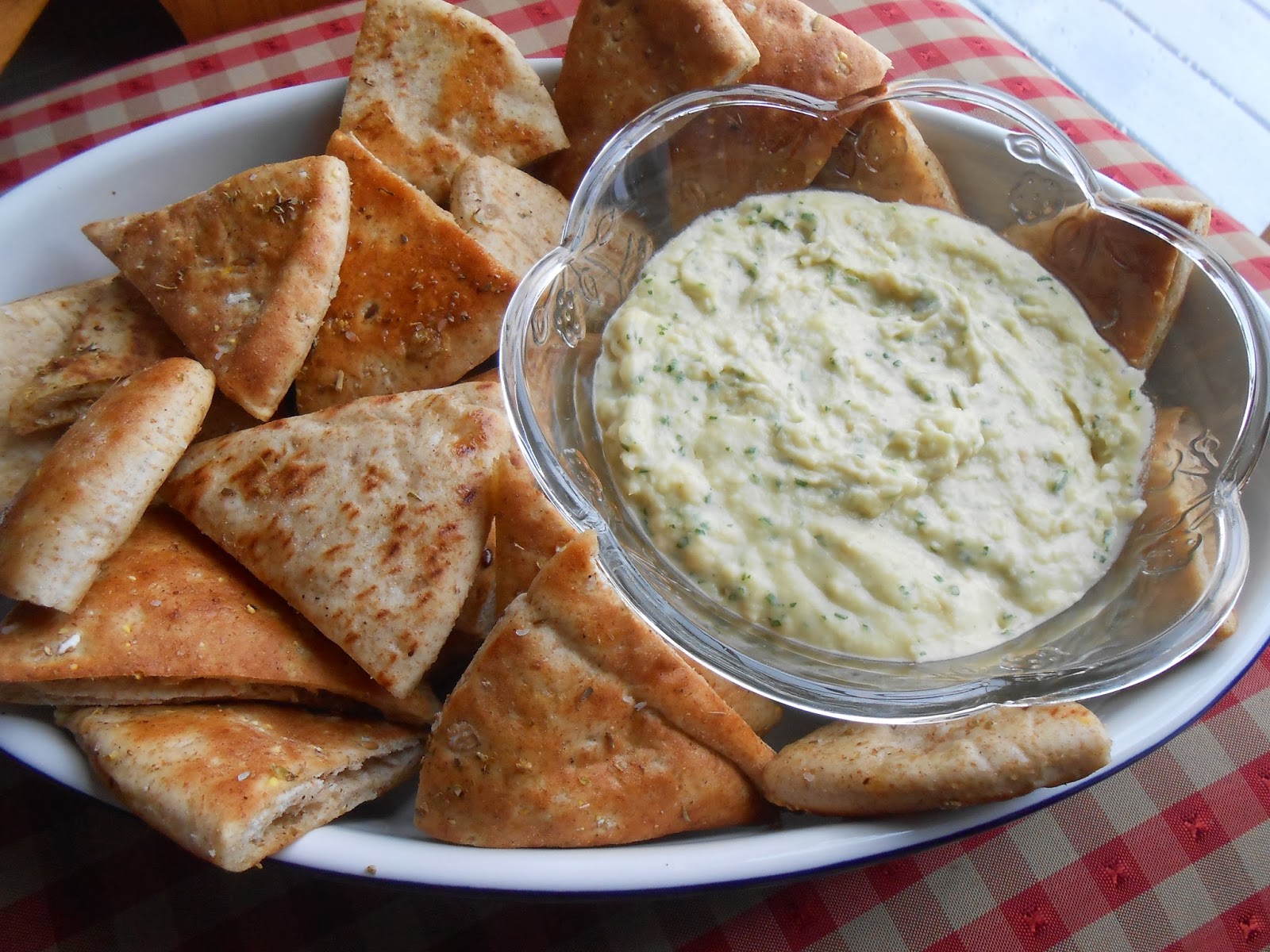 Becky Has Been Blogging White Bean Dip w/Homemade Pita Chips