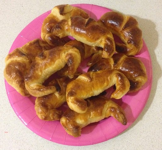 croissants rellenos de chocolate