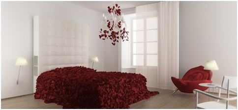 BEDROOM WITH ROSE PETALS - BEDROOM DECORATING IDEAS