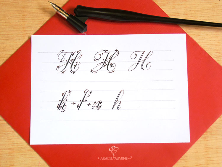 caligrafia copperplate cursiva inglesa como escribir letra h
