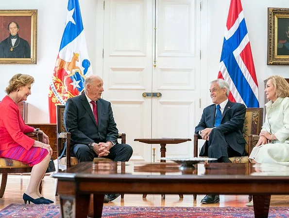 King Harald and Queen Sonja met with President Sebastián Piñera Echenique and First Lady Cecilia Morel de Piñera