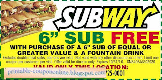 Free Printable Subway Coupons Free Printable Subway Coupons