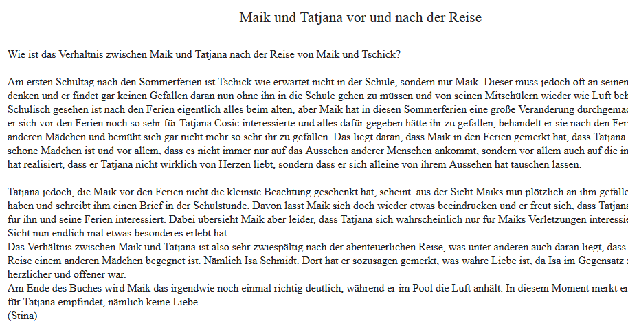 Maik Und Tschick Eine Freundschaft Arbeitsblatt Lösungen tschick-in-der-schule.blogspot.com