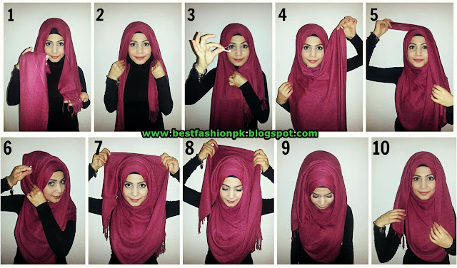 Modern And Beautiful Hijab Styles Tutorial www.igvv.blogspot.com