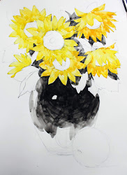 NAMIL ART: [ watercolor step by step] sunflower and black