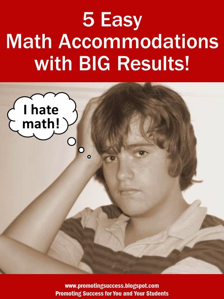 Math accommodations Teachers Pay Teachers Promoting-Success Make sure you're providing math accommodations for all of you're students. Sometimes accommodations may be the only thing that truly makes learning "fair."
