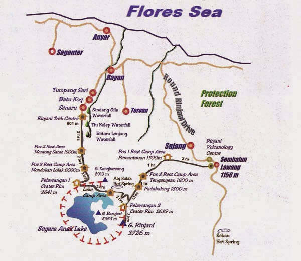 Map routes information Rinjani trekking