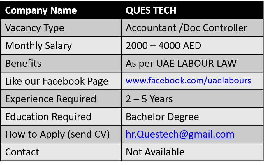 accountant documents controller job in dubai uae labours documents controller