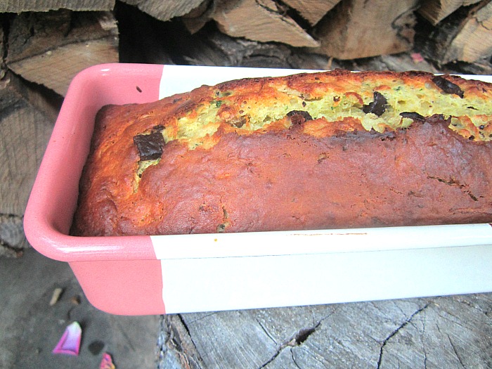 Zucchini Olive Oil Cake w/ Chocolate Chunks & Walnuts