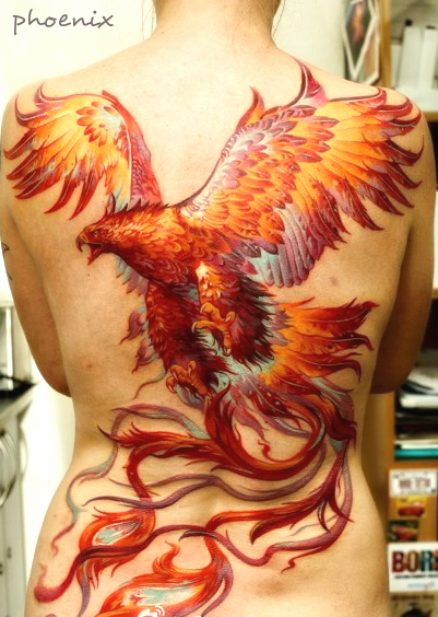 Free Tattoo Designs : Full back phoenix tattoo design