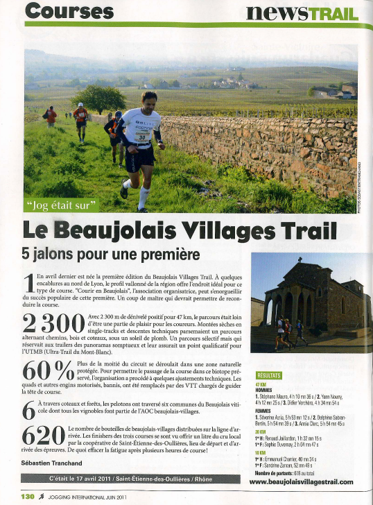 Récit de la course : Beaujolais Villages Trail - 45 km 2011, par ArnoS