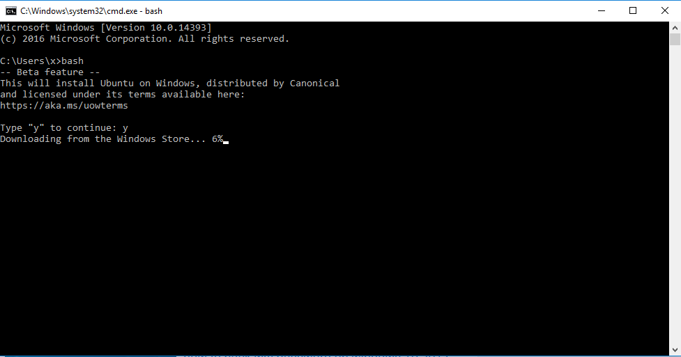 Install Bash on Windows 10