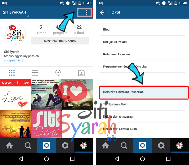 menghapus riwayat pencarian instagram