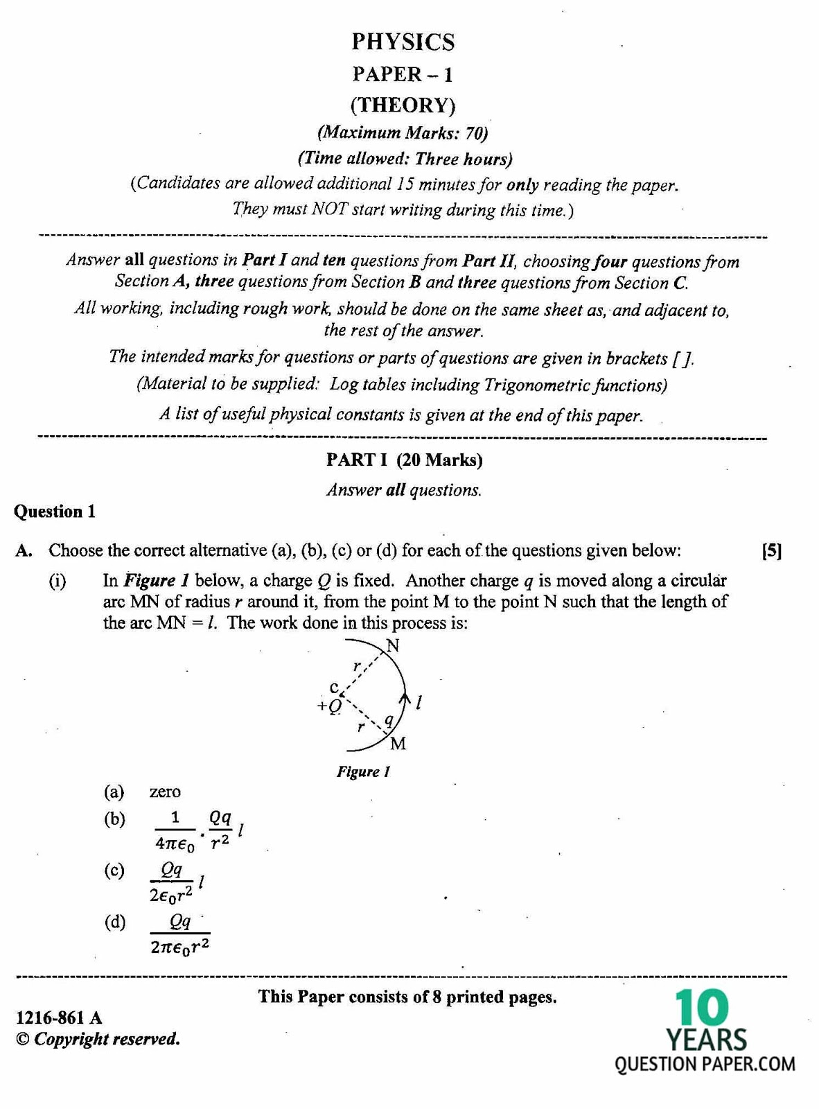 isc 2016 class 12th Physics theory paper 1 question paper isc 2016 class 12th Physics paper 1 question paper
