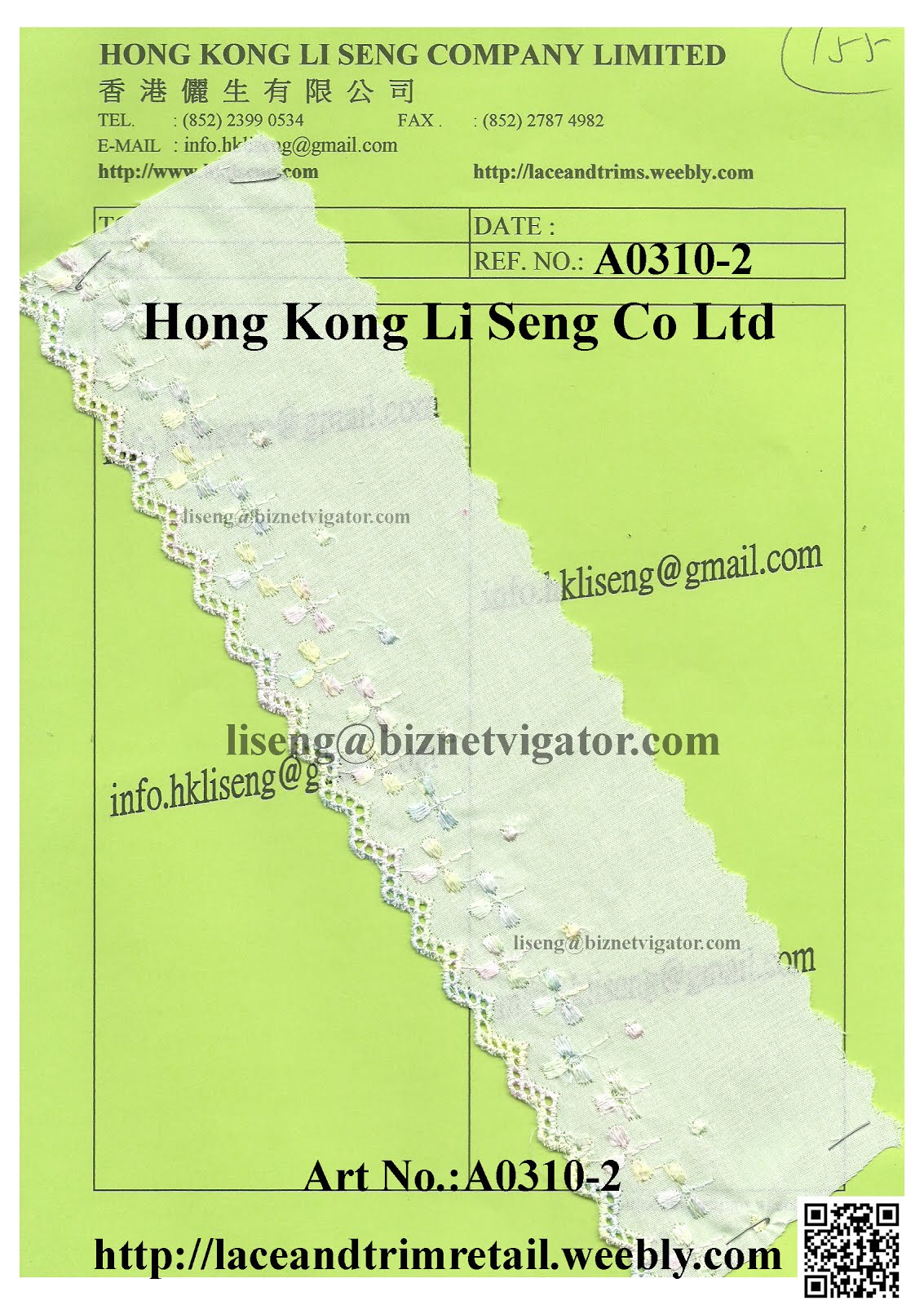 Global Stocklot Lace Trims Wholesaler Manufacturer and Supplier - Hong Kong Li Seng Co Ltd