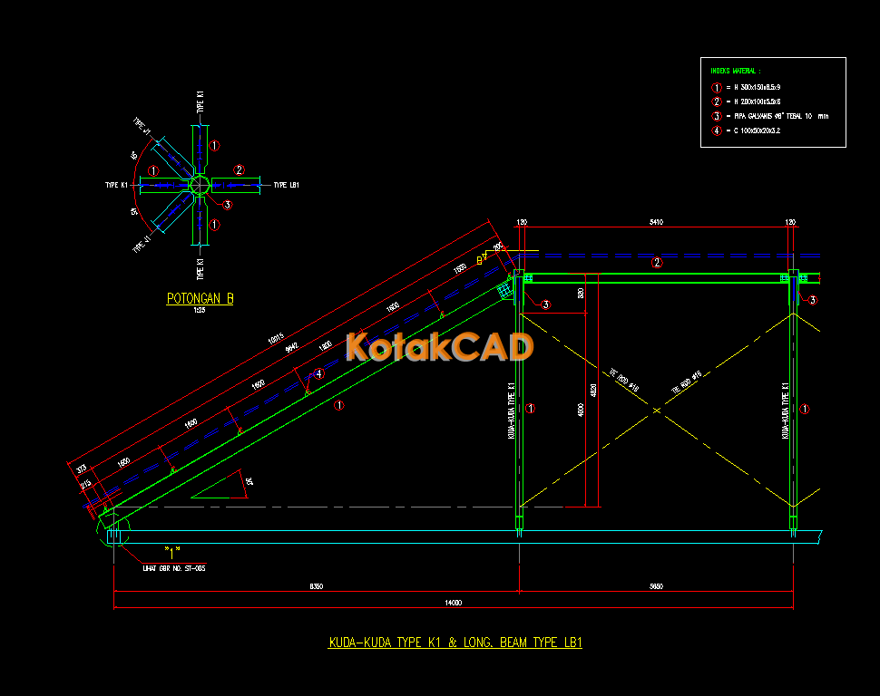 Bengkel AutoCAD Detail Kuda Kuda Baja dwg Bengkel AutoCAD