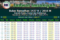 Jadwal Imsakiyah Ramadhan Medan 1437 Hijriyah 2016