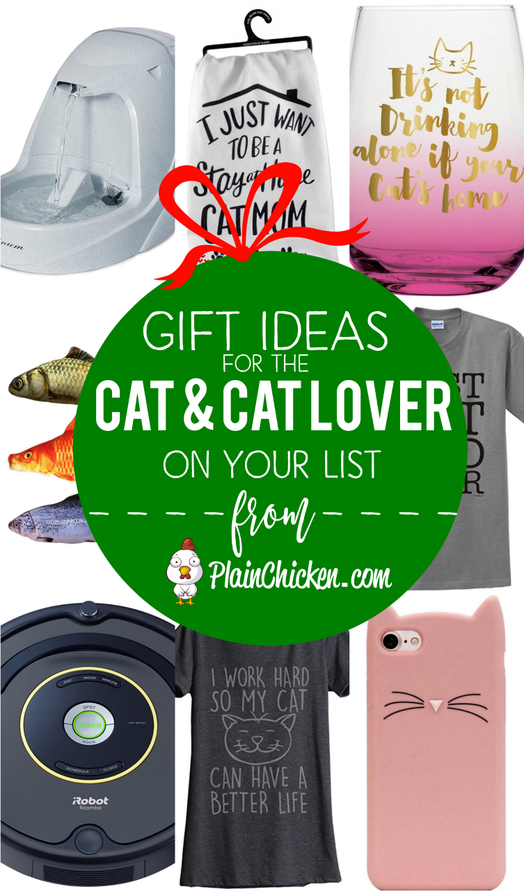 Gift Ideas for the Cat and Cat Lover on Your List - 14 of our favorite things for kitties and kitty lovers! Catnip toys, water fountain, best cat brush, cat wine glass, cat timer, cat phone charger. Lots of fun ideas that are PURRFECT for the cat lover on you Christmas shopping list! Gift Ideas for the Cat and Cat Lover on Your List - 14 of our favorite things for kitties and kitty lovers! Catnip toys, water fountain, best cat brush, cat wine glass, cat timer, cat phone charger. Lots of fun ideas that are PURRFECT for the cat lover on you Christmas shopping list!