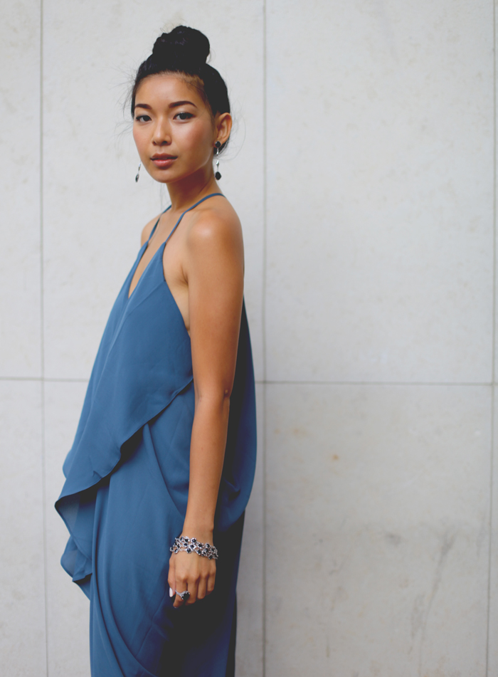 Stephanie Liu of Honey & Silk wearing LAST NIGHT Bellina Dress, Tacori City Lights jewelry, and 3.1 Phillip Lim Cody heels