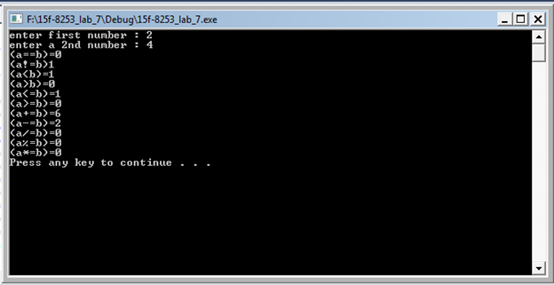 C++ program to demonstrate following operators: double equal(==), not ...