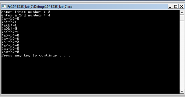 C++ program to demonstrate following operators: double equal(==), not ...