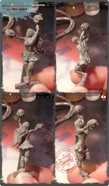 Miniature for Kickstarter campaign Human Team of Willy Miniatures, sculpted by RU-MOR, fantasy football, cheerleader, blood bowl