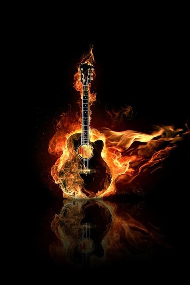   Burning Guitar   Galaxy Note HD Wallpaper