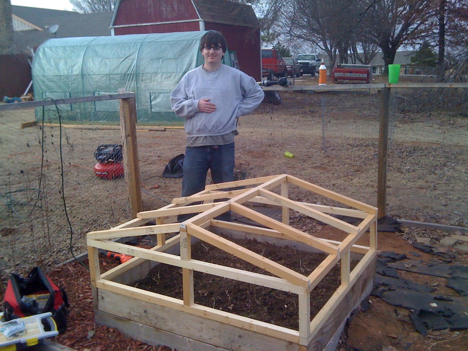 Beau's Oklahoma Raised Bed Garden February Cold frame for strawberries