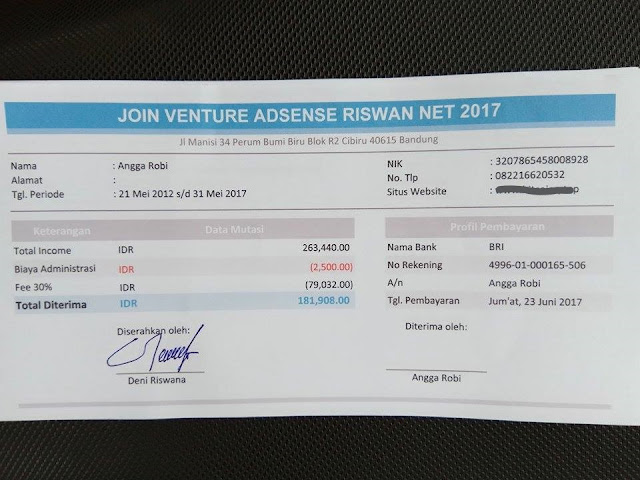 Kerjasama JV AdSense Terpercaya Bersama Riswan.net