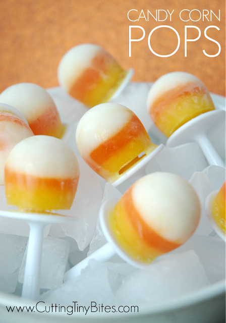 Healthy Halloween Snack Popsicle for Kids. Fruit and yogurt Candy Corn POPS!