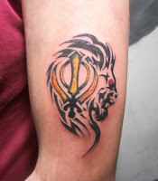 Khanda with Lion Tattoo Designs