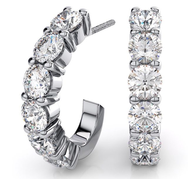Diamond Earrings Sterling Silver Hoop Make A Great Gift Silver Diamond Hoop Earrings