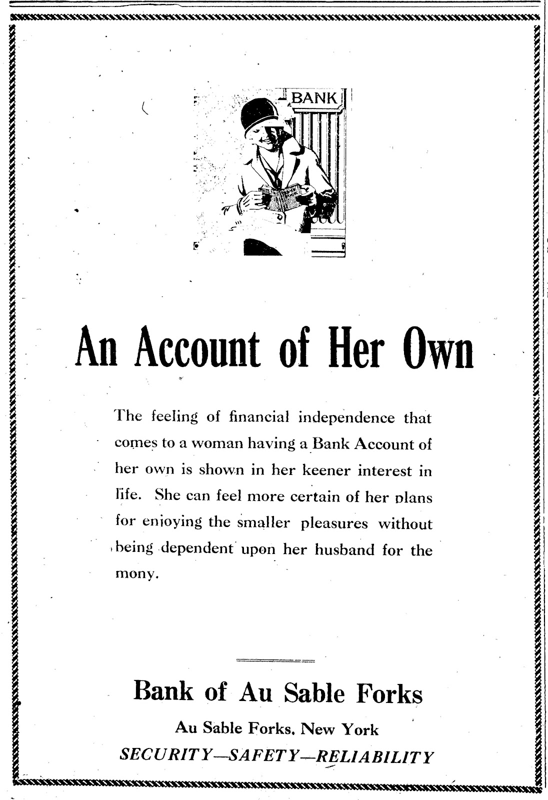 Denise's Genealogy Journey Bank of Au Sable Forks Advertisement