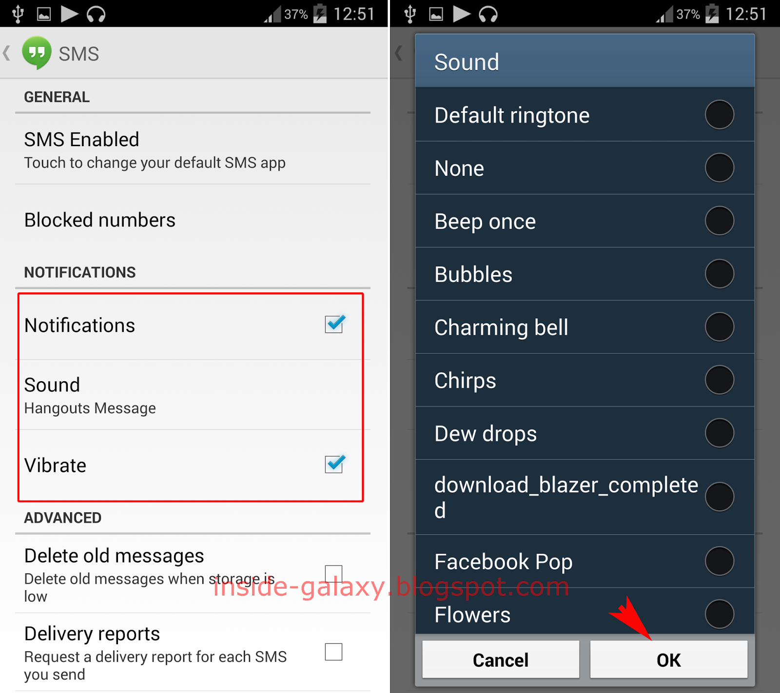 Inside Galaxy: Samsung Galaxy S4: How to Change Message Tone in Hangouts App in Android 4.4 Kitkat