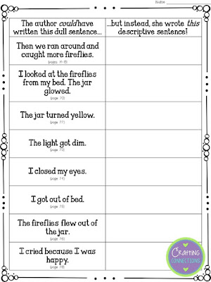 Using Fireflies to teach the importance of word choice in writing: A mentor text activity that focuses on revising sentences! Multiple FREE printables included! - Crafting Connections with Deb Hanson