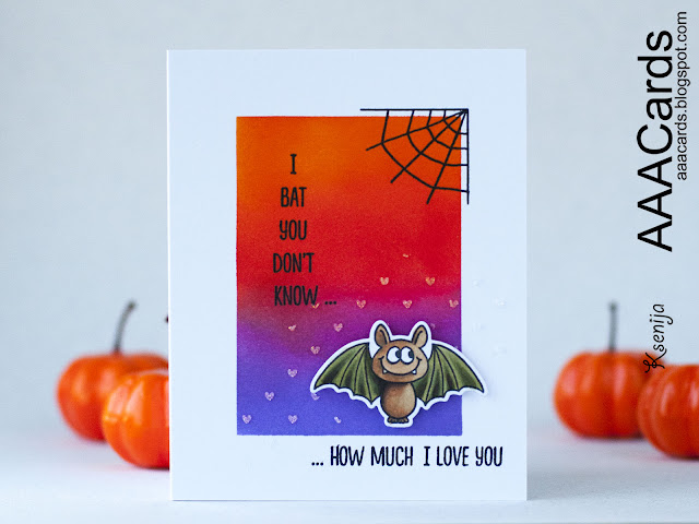 How to use texture pastes for cards with die cuts. Gerda Steiner Bats stamps https://sweetkobylkin.blogspot.com/2018/09/aaa-cards-game-124.html #inkblending, #copicsketch, #bats, #Halloween