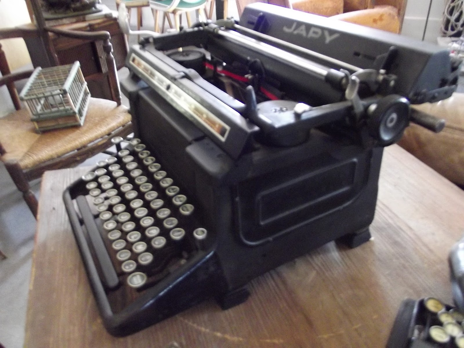 ancienne Machine à écrire JAPY années 1930 typewriter vintage avec housse RARE