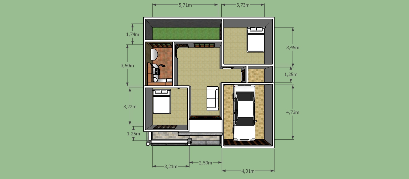 Desain Rumah Ukuran 10 Meter Sketch Wahyu Blog Denah 10x10