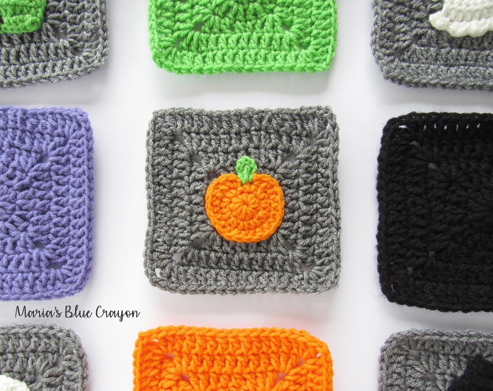 Halloween Pumpkin Granny Square Free Crochet Pattern Maria's Blue