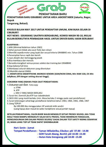 Cara Daftar Grab Bike Bekasi Info Dan Alamat Kantor Grab