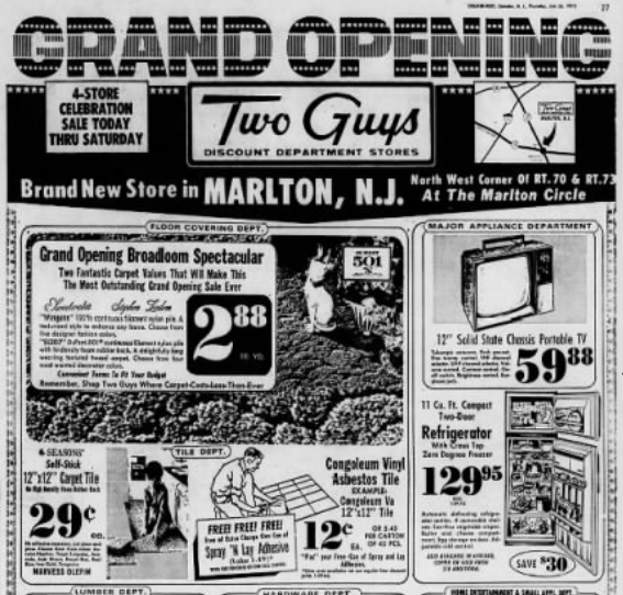 Two Guys Plaza / Marlton Commons Shopping Center 1973