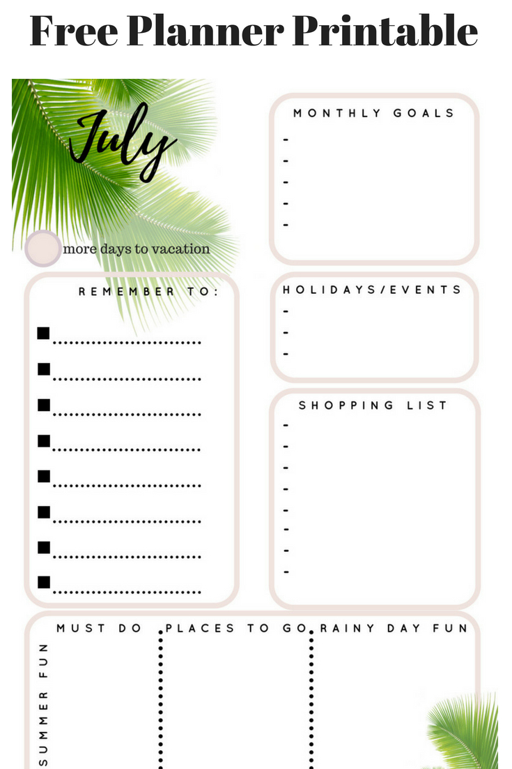 July Calendar and July Planner Printable | Home Chic Club: July ...